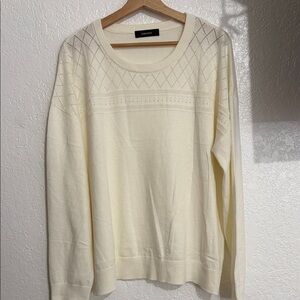 Croft & Barrow Cream Knit Diamond Yoke Sweater